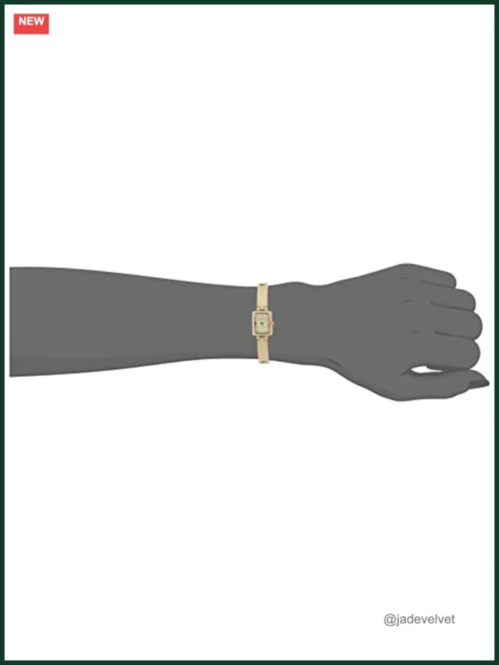 Gold-Tone Dress Watch Rectangular Champagne Dial Quartz Analog